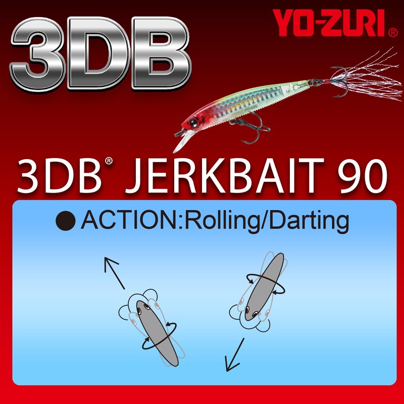Yo-Zuri 3DB Jerkbait Suspending Lure, Prism Shad, 3-1/2-Inch