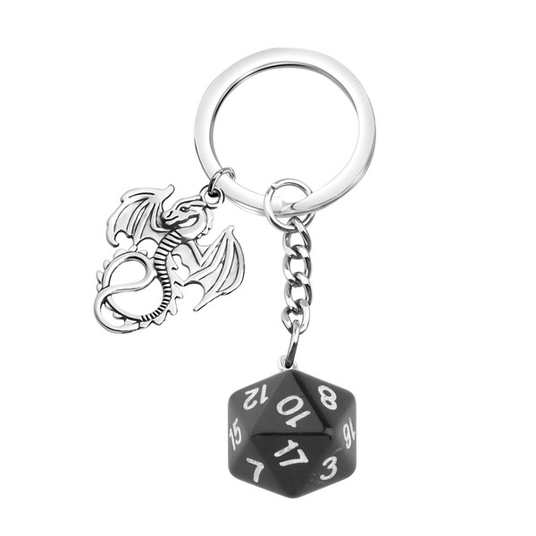 ENSIANTH Dungeon Master Gift Dice Keychain Dragon Lover Gift D20