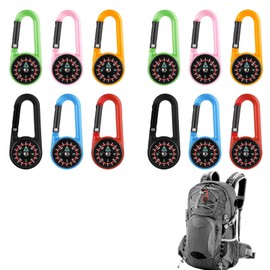 12pcs Compass Keychain for Kids,Mini Compass,Keychain Compass,Compass for Kids,Compass Bulk,Compass Metal Buckle Keychain for Kids Adults Outdoor Camping Hiking Backpacking Accessory