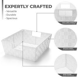 Sorbus Set of 3 Large Storage Baskets for Organizing, Mesh Hand-Woven Design, Linen Closet Organizers and Storage, Organizer Storage Baskets for Shelves, Organizers and Storage (White)
