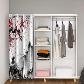 Feelyou Cherry Blossoms Doorway Curtain Privacy 1 Panel, 42"x80" Kids Japanese Style 30%-50% Blackout Insulated Thermal Curtain Home Decor Door Cover Curtain Sakura Flower Window Treatments