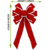 2 Pack Large Red Christmas Bows Outdoor Decorations,11”x 20” Velvet