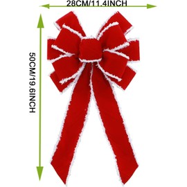 2 Pack Large Red Christmas Bows Outdoor Decorations,11”x 20” Velvet Wreath Bow Christmas Tree Topper Bow for Xmas Home Front Door Christmas Tree Decor