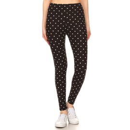 Leggings Depot High Waisted Plaid & Wild Print Leggings for Women-3" Yoga-R885, Polka Dots, One Size