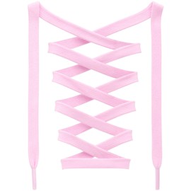 DANHUA Flat Cotton Shoelaces for Sneakers: 2 Pair 35Inch Pink Solid Athletic Shoe Laces