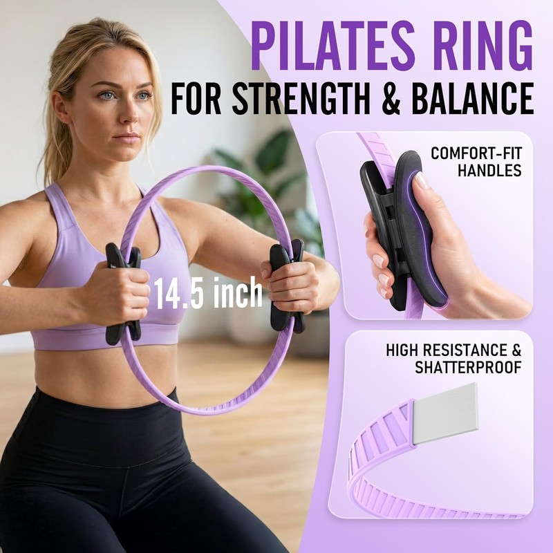 Pilates Ring Kit with Exercise Ball and Resistance Bands, Home