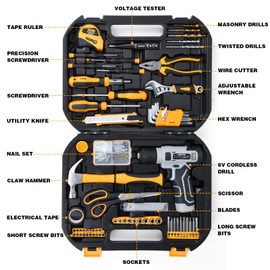 SOARFLY 180 Piece Tool Set - Tool Box with 8V Cordless Drill, Hand Drill Set for Men & Women, Home Tool Kit with Hand Tools for House Repair, DIYers, Homeowners & Handymen