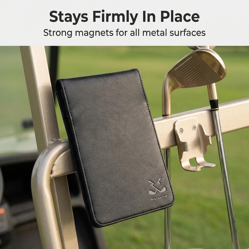 Magnetic Golf Scorecard Holder, Premium Leather Golf Yardage Book, Fits