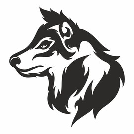 AMA SHOP PVC Sticker Prespaced Wolf Mod.8 Black | Sticker for Helmet, Motorcycle, Camper, Boat, Car, PC | Car Tuning | Funny Stickers