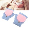 1 Pair Winter Knitted Fingerless Gloves Double Sided Heating USB