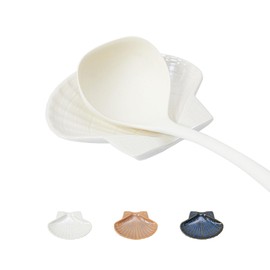 Pretty Jolly Ceramic Spoon Rest for Stove Top Shell Shape Large Kitchen Spoon Holder for Counter White Utensil Rest for Coffee Bar Home Decorative Cooking Spatula Rest 5.9in