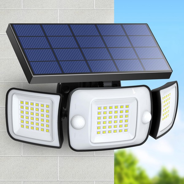 intelamp Solar Outdoor Lights,6000mAh Motion Sensor with Dual Sensors,Waterproof Solar