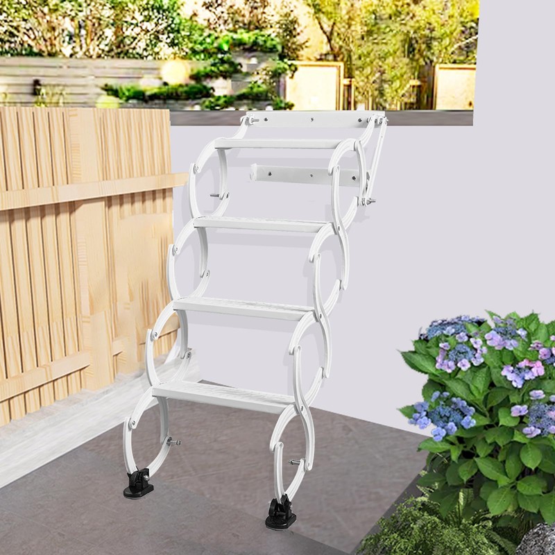4 Steps Wall Mounted Folding Ladder, Indoor and Outdoor Step