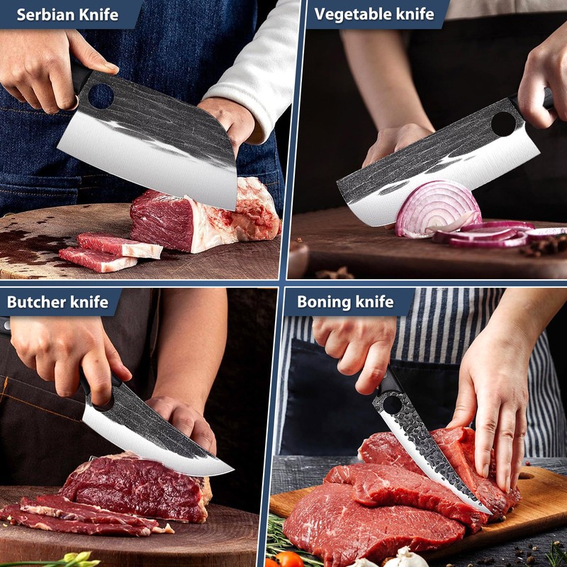 TIVOLI Professional Butcher Knife Set for Meat Processing, 7Pcs High