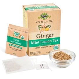 Herbal Cup Ayurveda Ginger Tea, No Caffeine Organic Herbal Teas (Organic Mint Lemon Tea, 16 Count (Pack of 6))