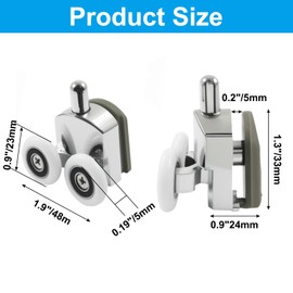 Litoexpe 8 Pcs Curved Shower Door Rollers Replacement, 23mm Aluminum Alloy Wheels with Anti-Collision Block and Screws, Sliding Pulleys for 4-6mm Thick Glass