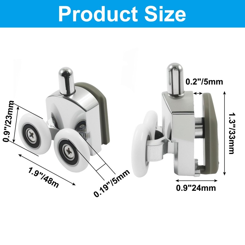 Litoexpe 8 Pcs Curved Shower Door Rollers Replacement, 23mm Aluminum