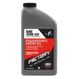 Factory Racing Oil 10W-50 Full Synthetic Powersports Engine Oil - API SN JASO MA/MA2-6 Quart Pack
