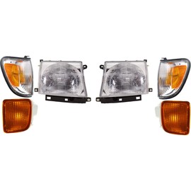 Garage-Pro Driver and Passenger Side Headlight Kit for Toyota Tacoma 1998-2000 Halogen With bulb(s) W/Corner Light Turn Signal Light 4WD & RWD, Built To September 2000 Replaces# 8111004090