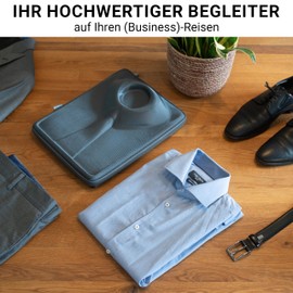 honju Home Shirt Bag for Suitcases - Shirts Transport Wrinkle Free [Business Shirt Travel Bag with Folding Aid & Cut-Out for the Shirt Collar, Sturdy Hard Shell Case, Durable Zippers] Grey, gray,