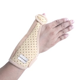 smile mode 親指サポーター 親指サポーター スリムタイプ 親指用 親指固定 メッシュ素材 通気性 ばね指 腱鞘炎 突き指 関節症 捻挫 親指付け根の骨折 脱臼 固定式金属プレート フリーサイズ 1枚 左右兼用 (１種類プレート)ベージュ