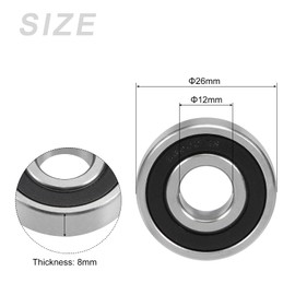 METALLIXITY Deep Groove Ball Bearings (S6000-2RS, 10mm x 26mm x 8mm) 1Pcs, Stainless steel Double Sealed Industrial Bearings - for Industrial Micro Motor