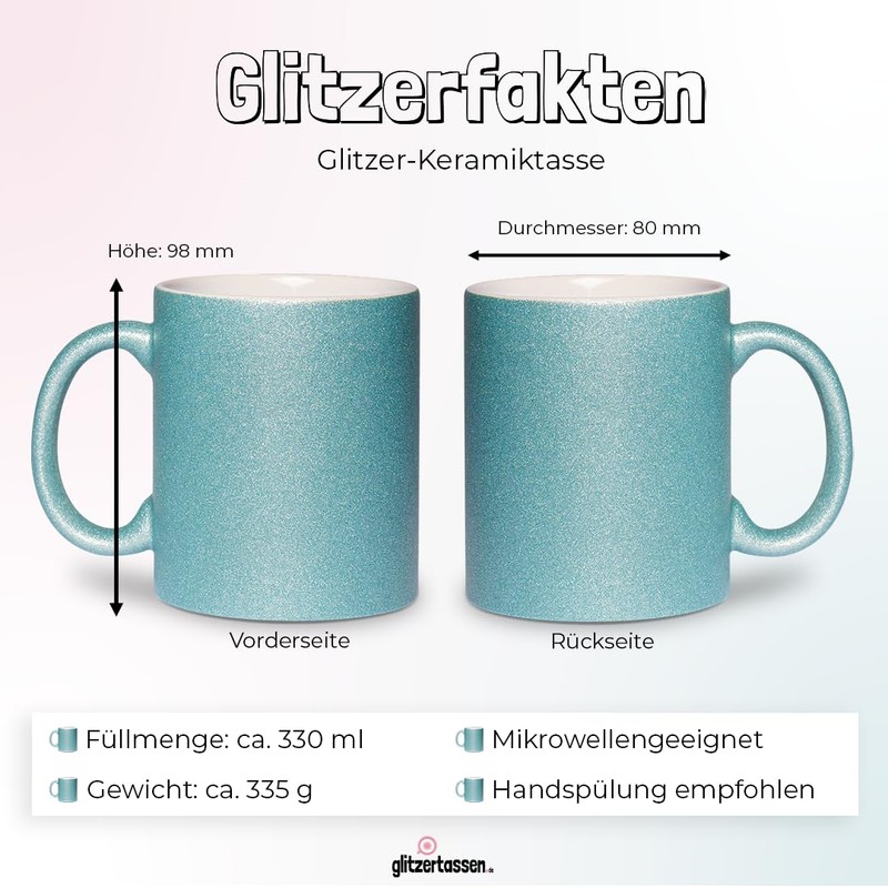 glitzertassen.de Mug with Glitter Glitter Mug in Various Colours Gift