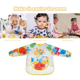 Buywis Kids Painting Smocks Waterproof Long Sleeve Apron Children's Art Smock with Pockets Graffiti Fit Height 130-150cm