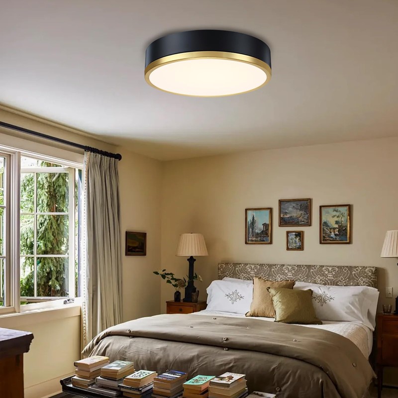 senroyal Flush Mount Ceiling Light Fixture, Black Gold LED Ceiling