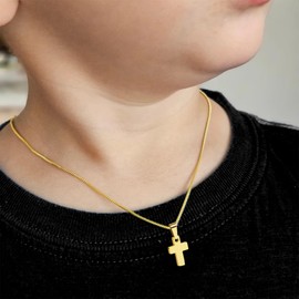 Sereney Gold Cross Necklace as 1st Communion Gifts for Teens Boys, Cross Necklace for Boys Stainless Steel Cross Necklace as Baptism Confirmation Gifts for Boys
