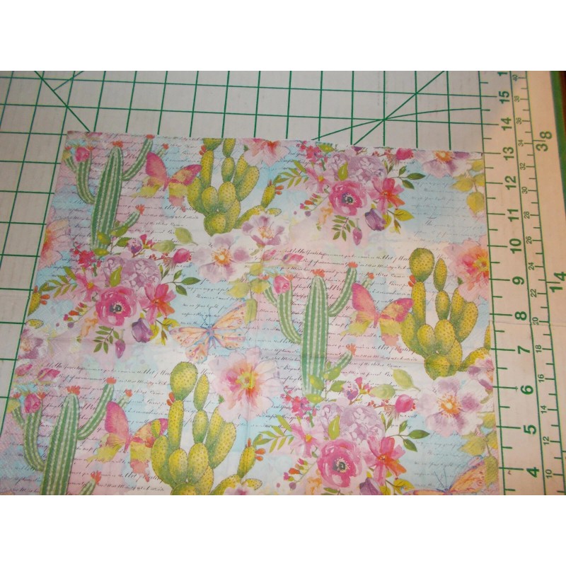 Unbranded Two Decorative Luncheon Napkins for Decoupage "Rose and Cactus"