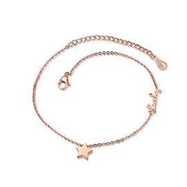 MZC Jewelry Girls ars Anklet Rose Gold ainless eel Adjuable Chain Ankle Bracelets for Women Mom Sier Wife Birthday,JY005