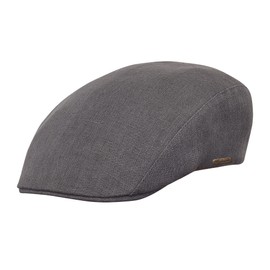 Sterkowski Gecko Flat Cap | 100% Linen Super Light Summer Hat with Cotton Sweatband, Mid-Grey, 59
