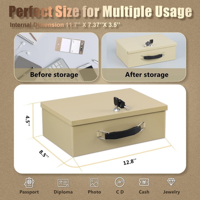xydled Fire Resistant Safe Fire Safe Box with Key Lock