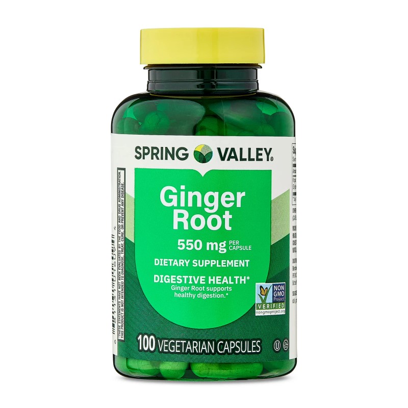 Spring Valley Ginger Root Capsules 550 mg 100-Count, Pack of