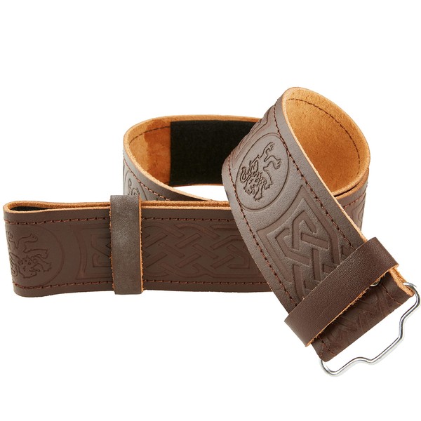 Hamilton Kilts Brown Embossed Celtic Leather Kilt Belt Scottish Highland