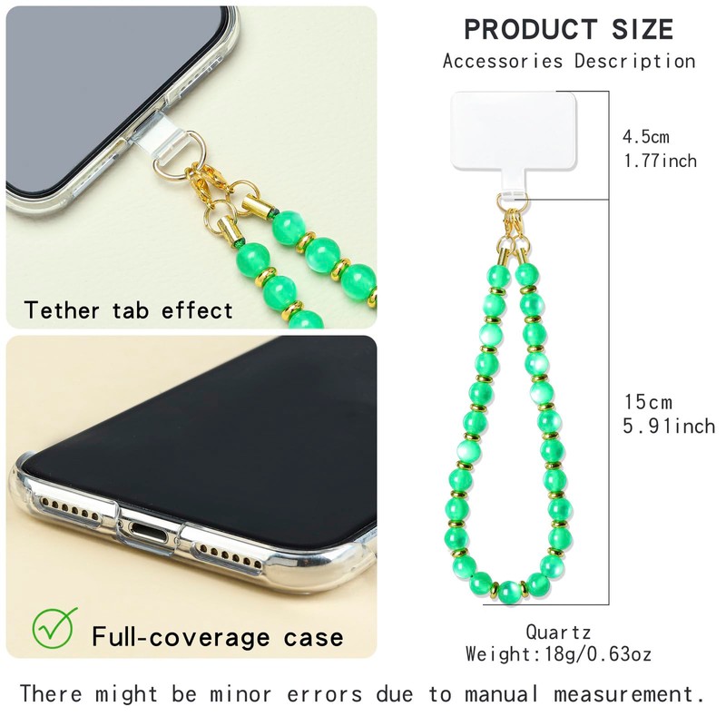 Soeoy Handmade Natural Gemstone Stone Beaded Phone Wrist Strap, Cat