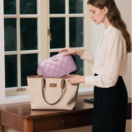 Travel Makeup Bag Cosmetic Organizer: Small Make up Bag for Purse - Preppy Skincare Bags for Women - Cute Zipper Pouch Waterproof Toiletry Bags - Gifts for Girls Friends Teachers (Pink)