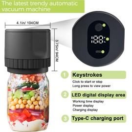 Mason Vacuum Sealer, Electric Mason Jar Vacuum Sealer Kit for Wide Mouth and Regular Mouth Mason Jars, Vacuum Sealer for Mason Jars with Canning Opener