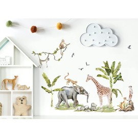 Grandora DL803-5 Wall Sticker for Children's Room Safari Animals Tree