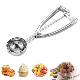 Micacorn Ice Cream Scoops with Easy Trigger, 4cm Heavy Duty Icecream Scoop 304 Stainless Steel Scoop Baking Scoopers Melon Baller Scoop for Fruit, Ice Cream, Mashed Food