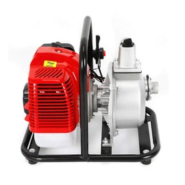 Gasoline Powered Water Pump 1.7HP 2-Stroke 43CC Commercial Water Transfer Pump 8000L/h 1inch Portable Semi-trash Petrol Water Pump with Hose Clamps, Strainer, Seal Rings