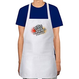 Makoroni - PEACE LOVE BALALAIKA PLAYER Apron Adjustable Kitchen Chef Apron with 2 Pockets Cooking Baking, DesO52