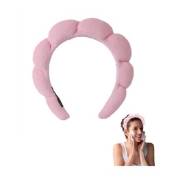 Spa Headband for Washing Face, Makeup Headband for Women Skincare Beauty, Terry Cloth Tik Tok Headband Plush Sponge (Pink)