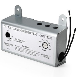 Hiorucet Attic Fan Adjustable Thermostat and Humidistat with Built-in Fire Safety Shut Off Fuse for Powered Attic Ventilators, Thermostat with Humidity Control for Attic Fan, Workshops, Greenhouses