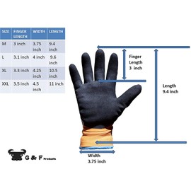 G & F Products Winter Gloves for outdoor cold weather Double Coated Windproof texured Plam and Fingers Acrylic Terry inner keep hands warm at -58F, 12 Pairs XX-Large 1528XXL, Orange (1528XXL-DZ)