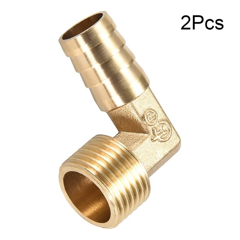 TA-VIGOR 2Pcs Brass Barb Hose Fitting, 90 Degree Elbow 14mm