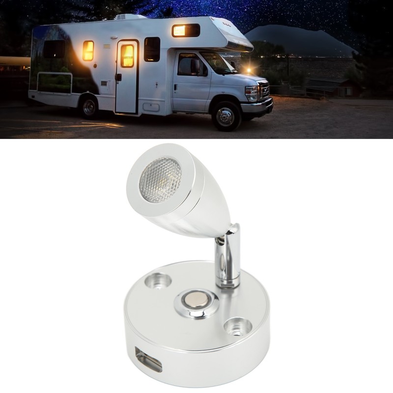 RV Reading Light 3500K 3‑Color Aluminium Alloy Adjustable Angle 12V‑24V