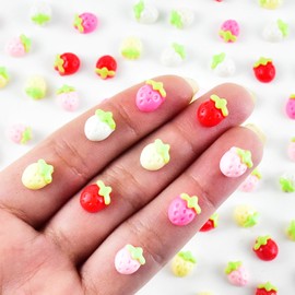 100 Pieces Colorful Tiny Strawberry for Dollhouse Miniatures Resin Food for Crafts Mini Strawberry for Dollhouse Mini Kitchen Micro Landscaping Decoration
