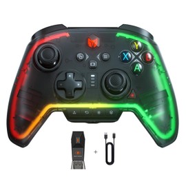 BIGBIG WON Rainbow 2 Pro RGB PC Wireless Controller,6-axis Gyro Sensor,Motion Aiming, Hall Effect Trigger, ALPS Joystick, 3.5mm Audio, Gamepads APP for Android/iOS/PC Windows10&11/Switch